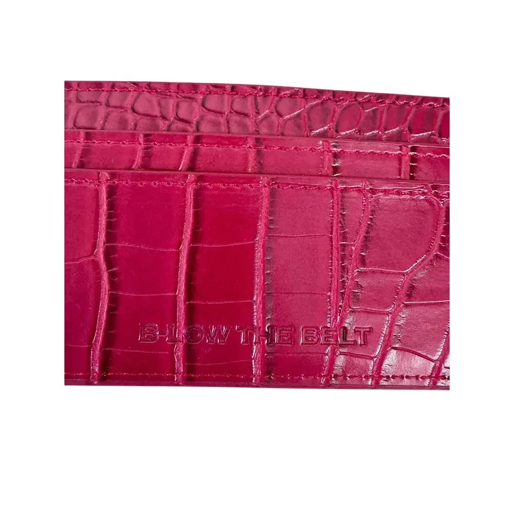 NWOT B-LOW THE BELT Red Croc Embossed Card Holder